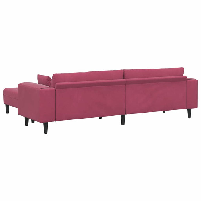 vidaXL Divano in Velluto con cuscino 3 pcs Rosso Vino 208 cm Velluto