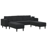 vidaXL Divano in Velluto con cuscino 3 pcs Nero 208 cm Velluto