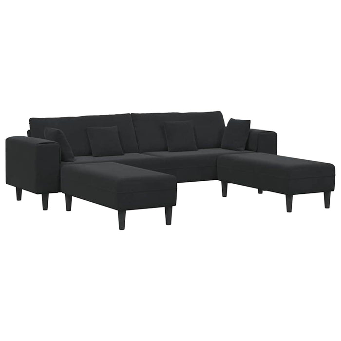 vidaXL Divano in Velluto con cuscino 3 pcs Nero 208 cm Velluto