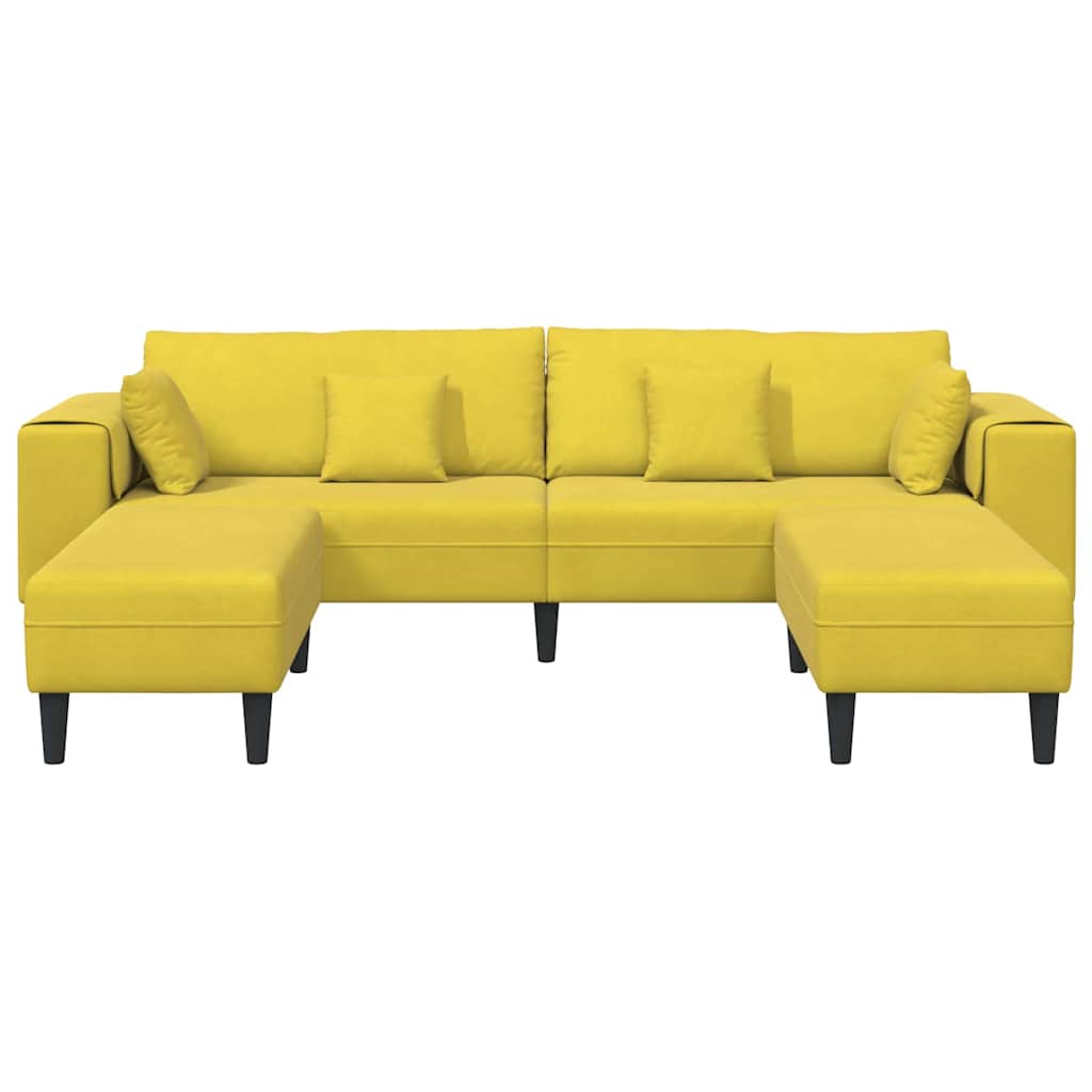 vidaXL Divano in Velluto con cuscino 3 pcs Giallo 208 cm Velluto