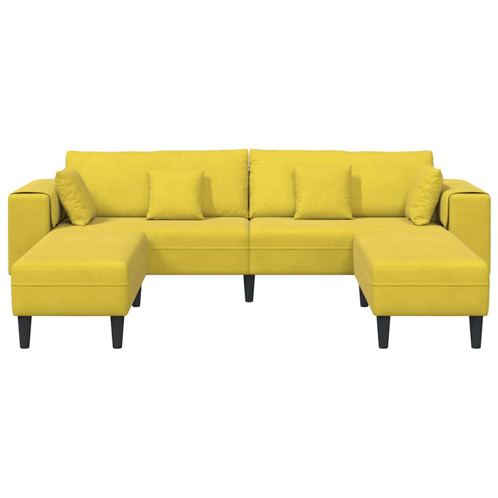 vidaXL Divano in Velluto con cuscino 3 pcs Giallo 208 cm Velluto