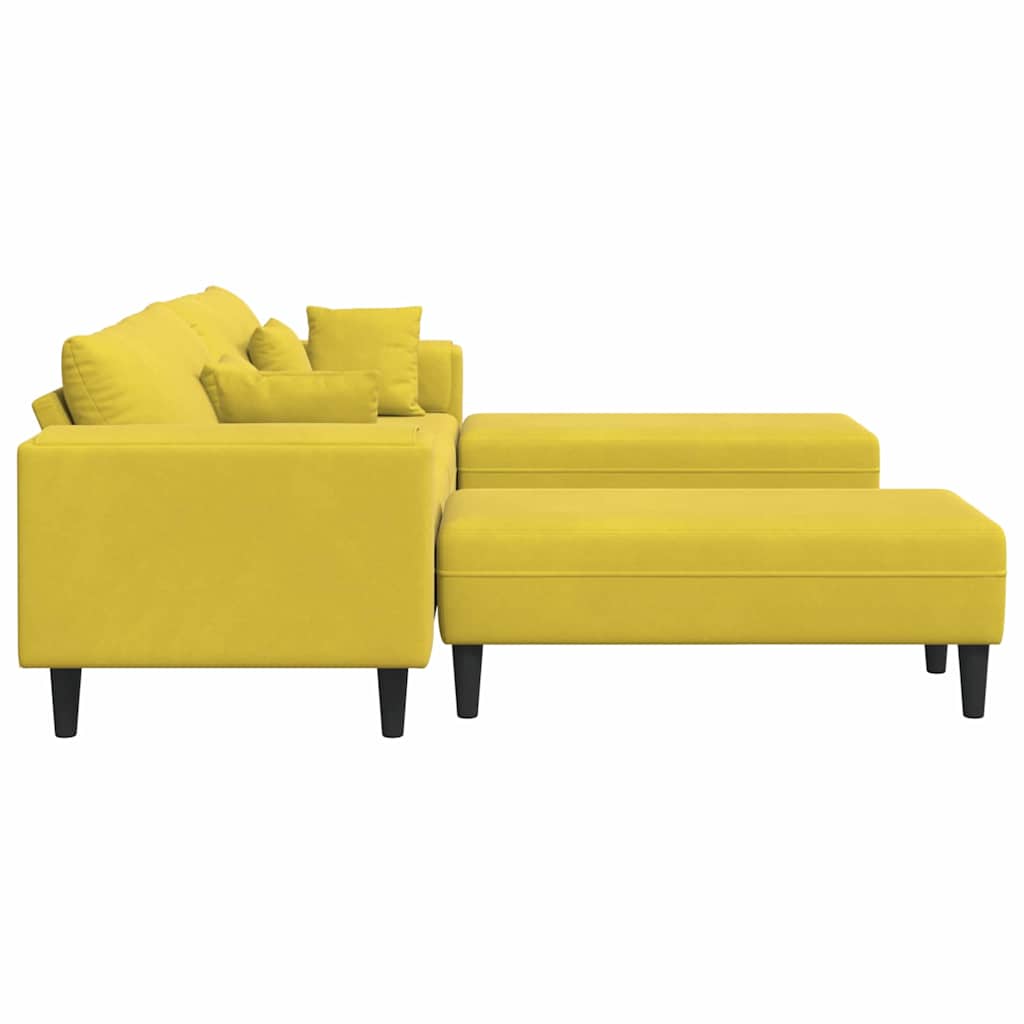 vidaXL Divano in Velluto con cuscino 3 pcs Giallo 208 cm Velluto