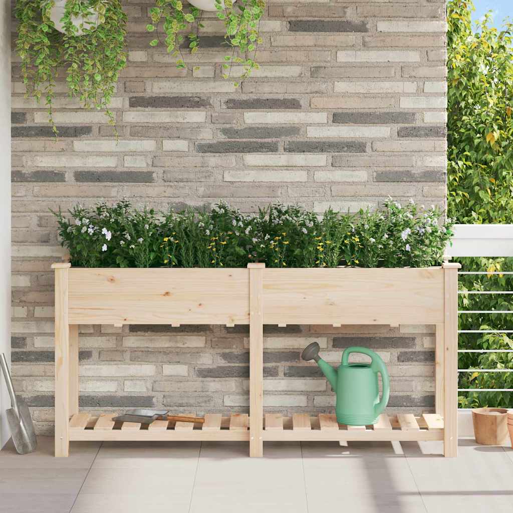Vaso da giardino con lo scaffale-Fioriera con Mensola Esterno-Contenitore per Piante Beige 161 x 43 x 76,5 cm