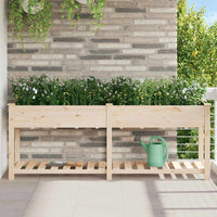Vaso da giardino con lo scaffale-Fioriera con Mensola Esterno-Contenitore per Piante Beige 203 x 53 x 76,5 cm