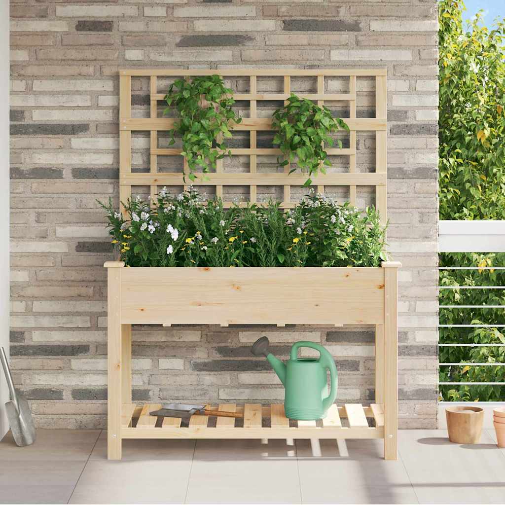 Vaso da giardino con lo scaffale-Fioriera con Mensola Esterno-Contenitore per Piante Beige 115 x 60,5 x 153 cm