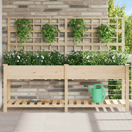 Vaso da giardino con lo scaffale-Fioriera con Mensola Esterno-Contenitore per Piante Beige 203,5 x 54 x 152,5 cm
