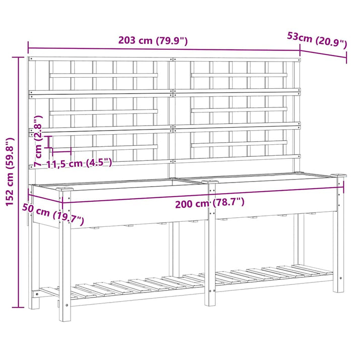 Vaso da giardino con lo scaffale Beige 203.5 x 54 x 152.5 cm 42006573