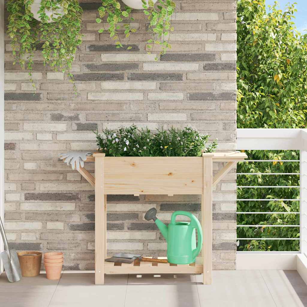Vaso da giardino con lo scaffale-Fioriera con Mensola Esterno-Contenitore per Piante Beige 111 x 37 x 76,5 cm