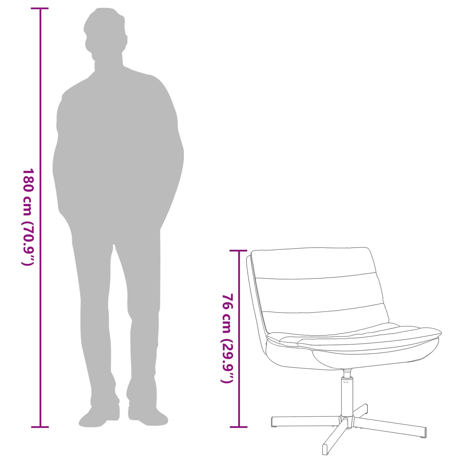 Sedia girevole Nero 63 x 75 x 76 cm PU Lucido 42007346