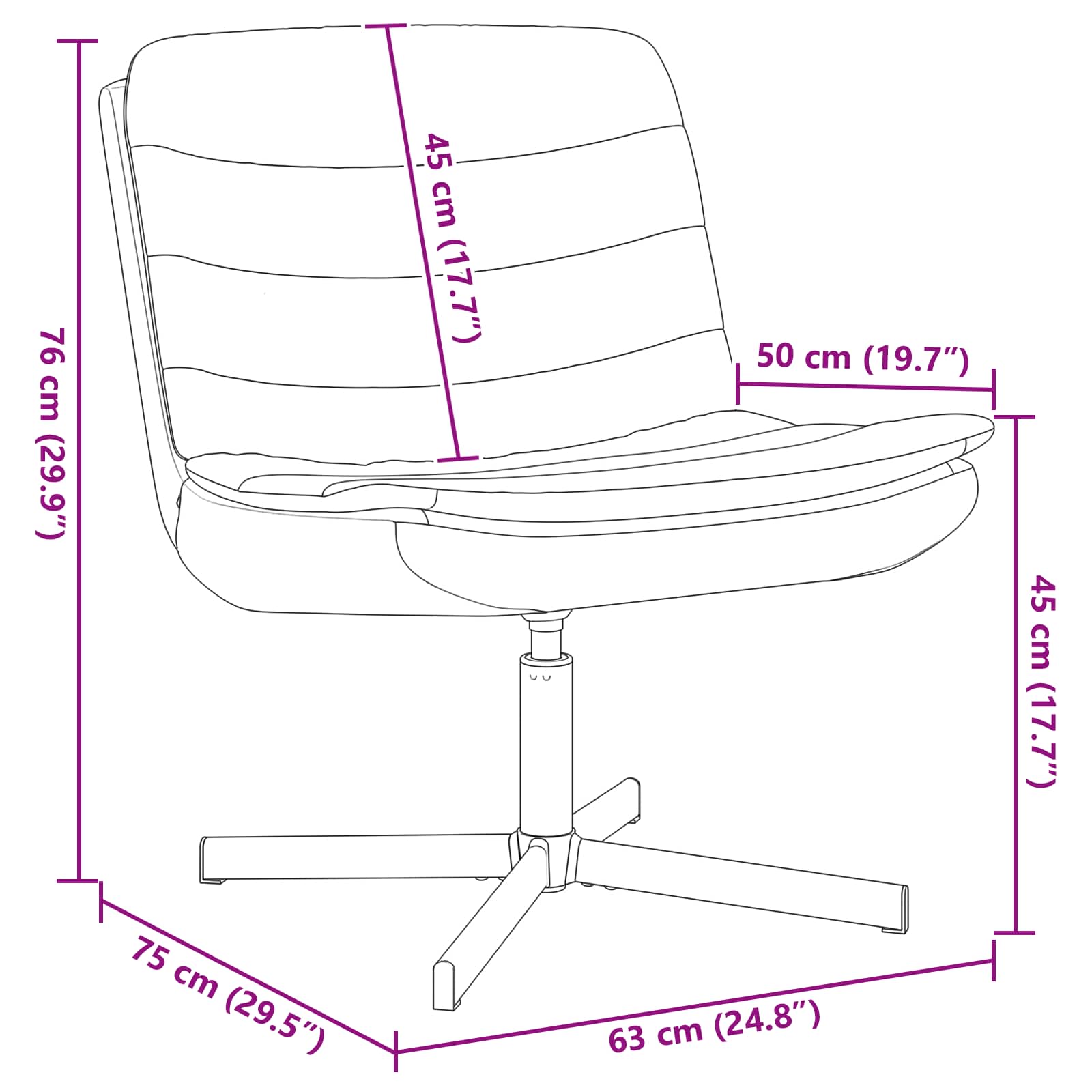 Sedia girevole Grigio chiaro 63 x 75 x 76 cm Tessuto 42007350