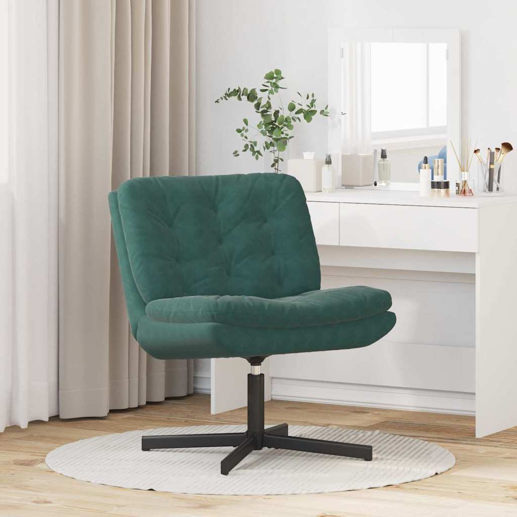 vidaXL Poltrona Relax con Base Girevole Verde scuro 63 x 75 x 76 cm