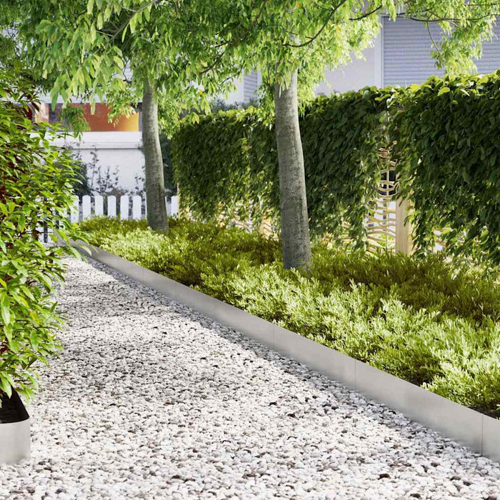 Bordure per prato 50 pcs Argento 100 x 0.5 x 20 cm 3335778