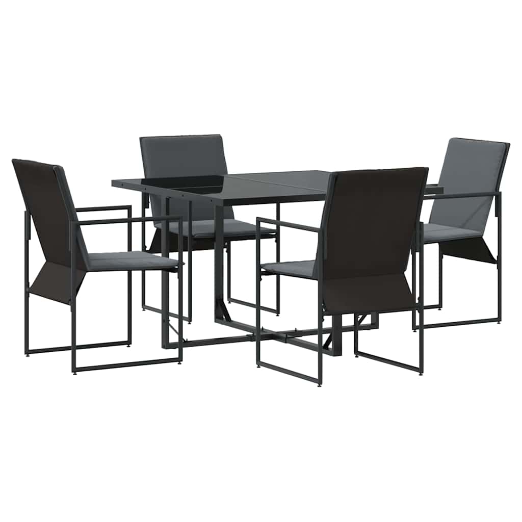 Set da Pranzo per Giardino 5 pcs Nero Acciaio 3335858