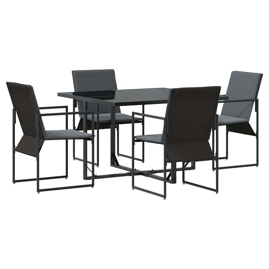 Set da Pranzo per Giardino 5 pcs Nero Acciaio 3335858