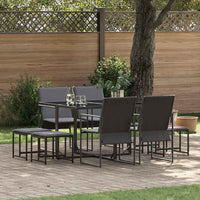 Set da Pranzo per Giardino 9 pcs Nero Acciaio 3335863