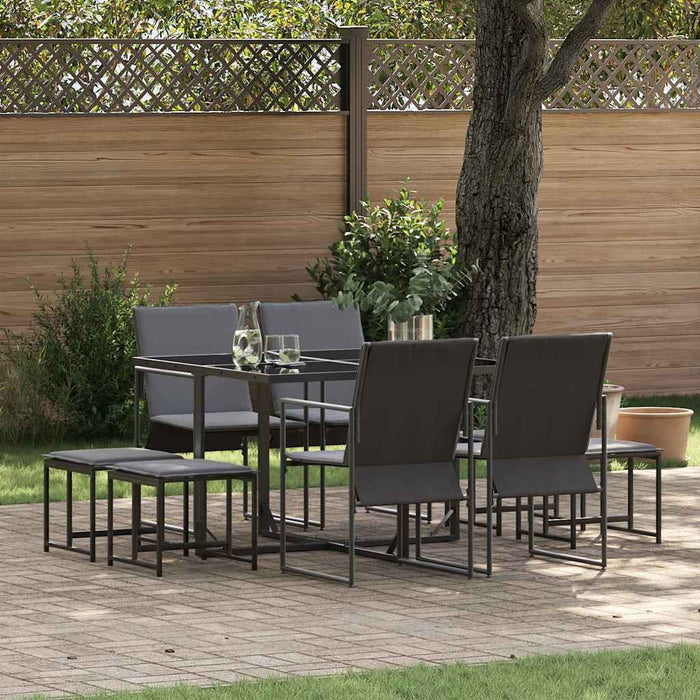 Set da Pranzo per Giardino 9 pcs Nero Acciaio 3335863