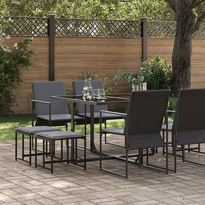 Set da Pranzo per Giardino 9 pcs Nero Acciaio 3335863