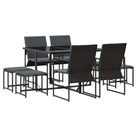 Set da Pranzo per Giardino 9 pcs Nero Acciaio 3335863