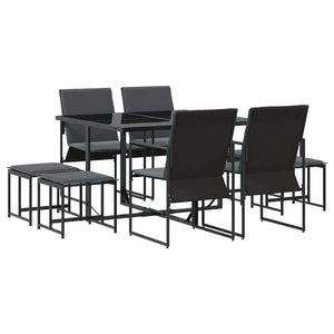 Set da Pranzo per Giardino 9 pcs Nero Acciaio 3335863