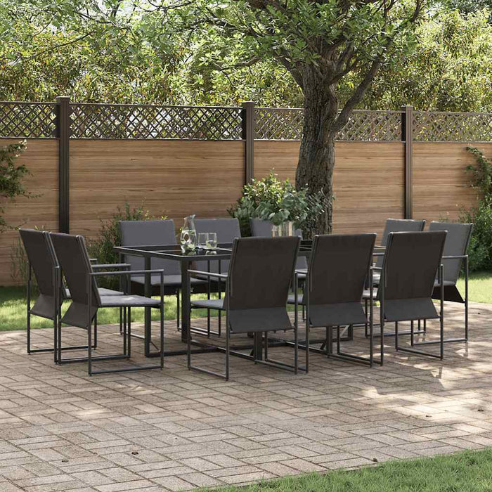 Set da Pranzo per Giardino 11 pcs Nero Acciaio 3335869