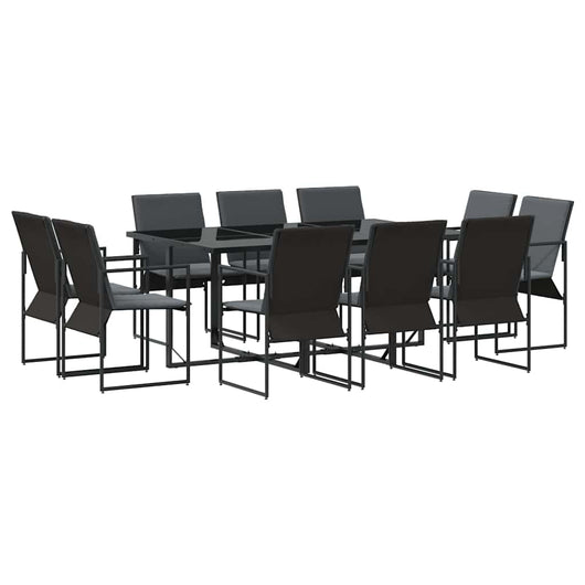 Set da Pranzo per Giardino 11 pcs Nero Acciaio 3335869