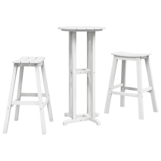 Set Bar da Giardino  3 Pezzi Bianco HDPE 3335801
