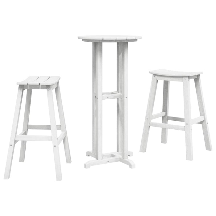 Set Bar da Giardino  3 Pezzi Bianco HDPE 3335801