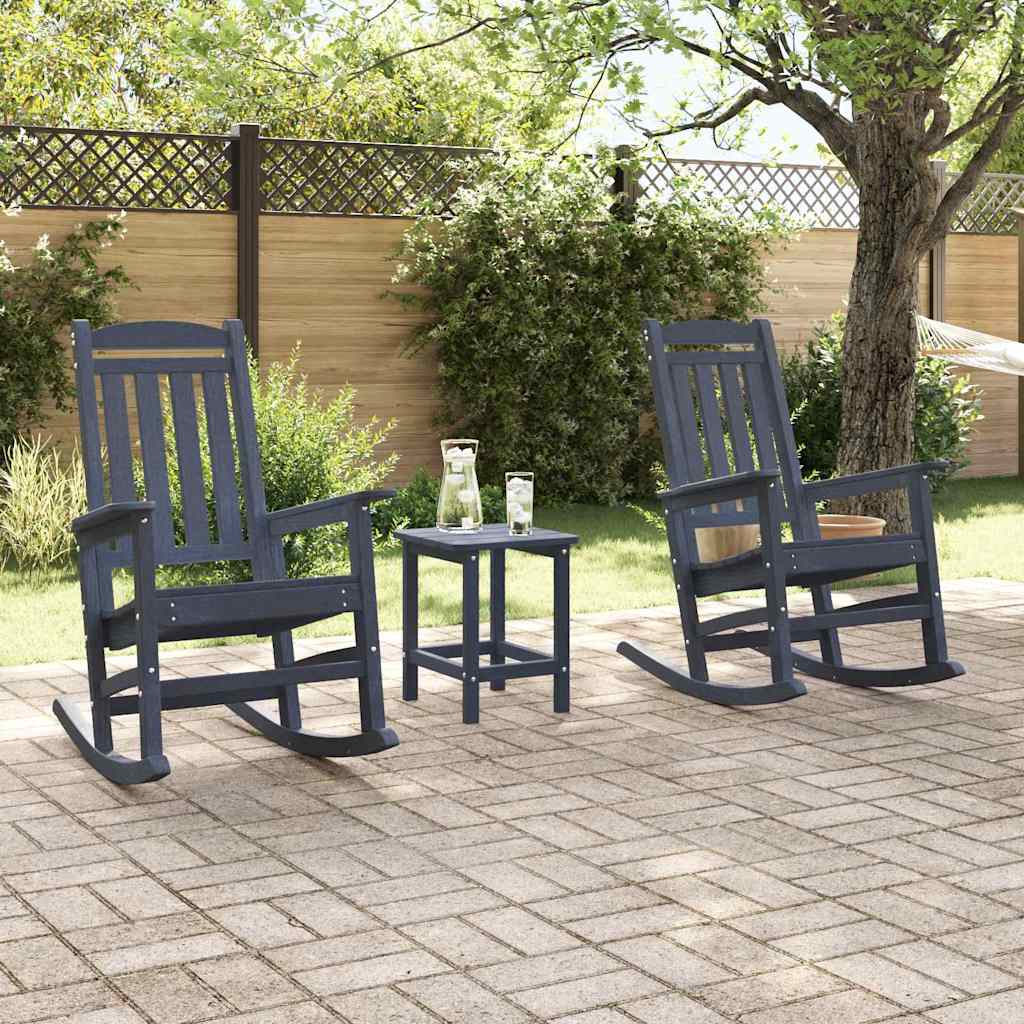 Set di 2 sedie a dondolo da giardino  blu navy 70x92x107.5 cm HDPE 3335811