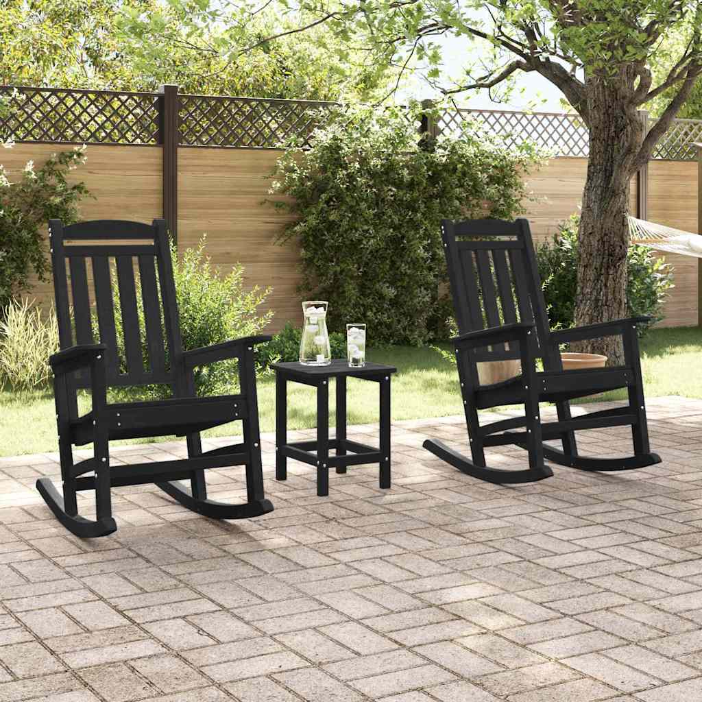 Set di 2 sedie a dondolo da giardino  nere 70x92x107.5 cm HDPE 3335812