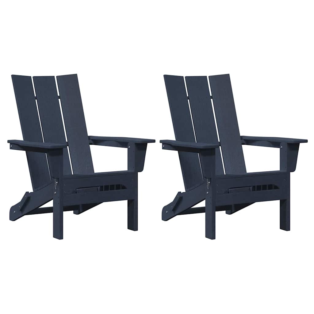 Sedie Adirondack pieghevoli  2 pezzi Blu Navy 74.5x80.5x90 cm in HDPE 3335819