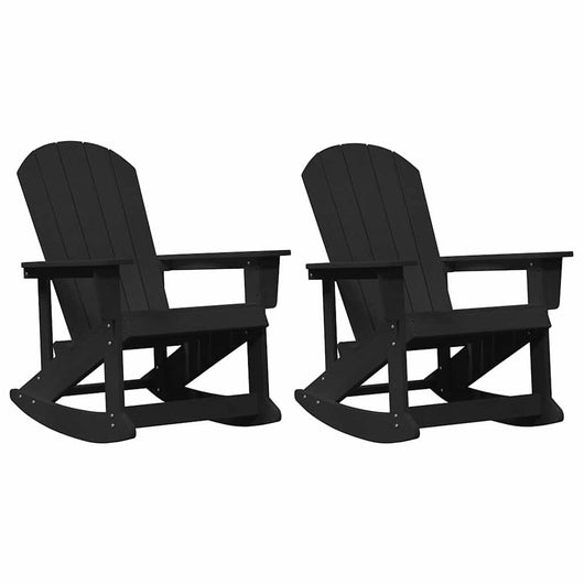 vidaXL Sdraio Rocking Adirondack 2 pcs Nero HDPE