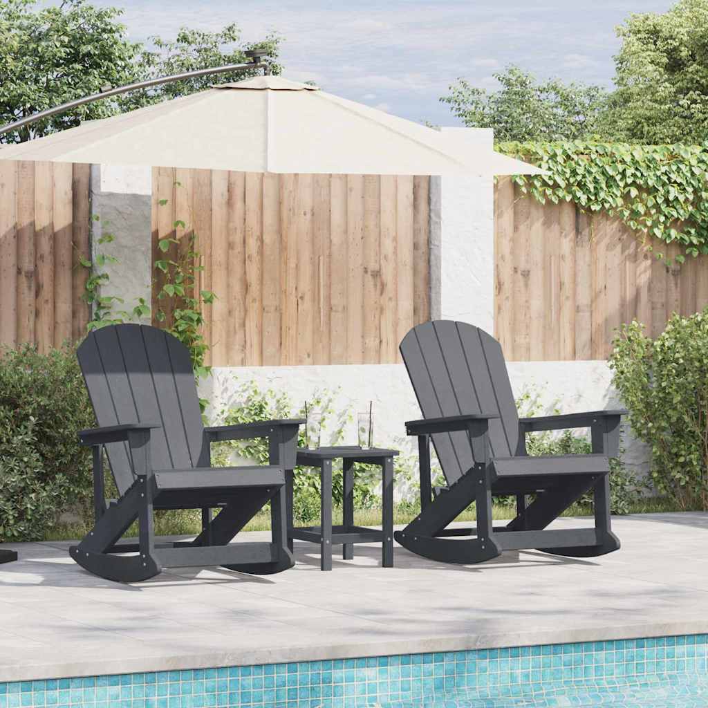 vidaXL Sdraio Rocking Adirondack 2 pcs Grigio chiaro HDPE