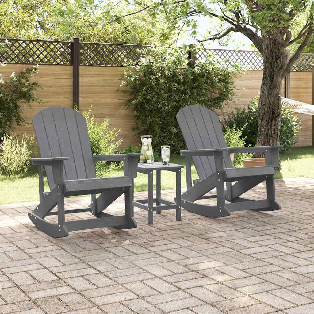 vidaXL Sdraio Rocking Adirondack 2 pcs Grigio chiaro HDPE
