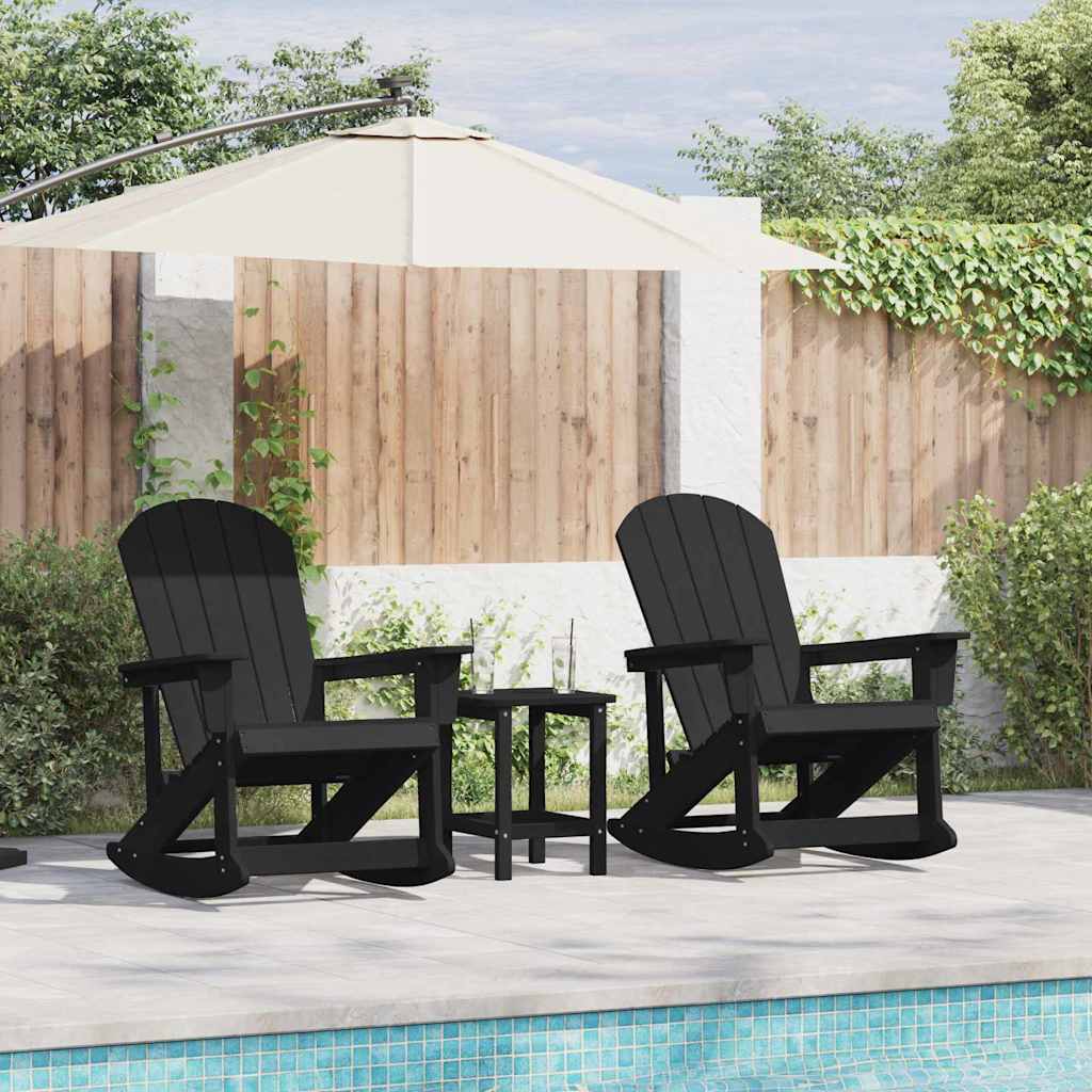 vidaXL Set Lounge da Giardino 3 pcs Nero HDPE