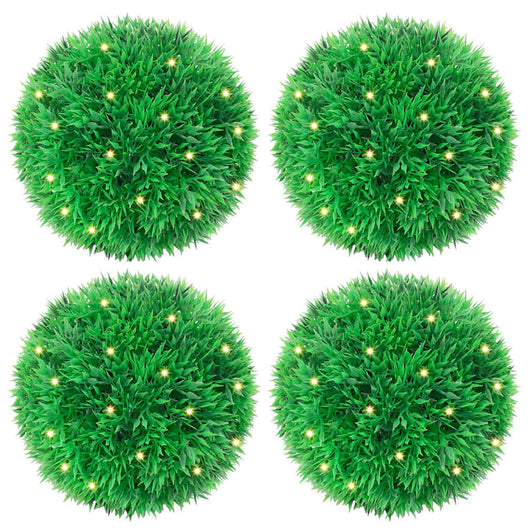 Sfere di Bosso Artificiale con Luci LED 4 pz Verdi 12 cm