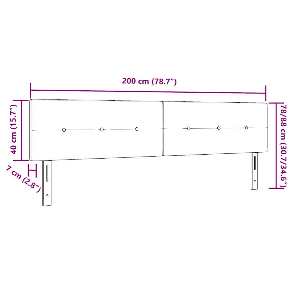 Testiera con testiera Nero 200 cm Tessuto 42007191