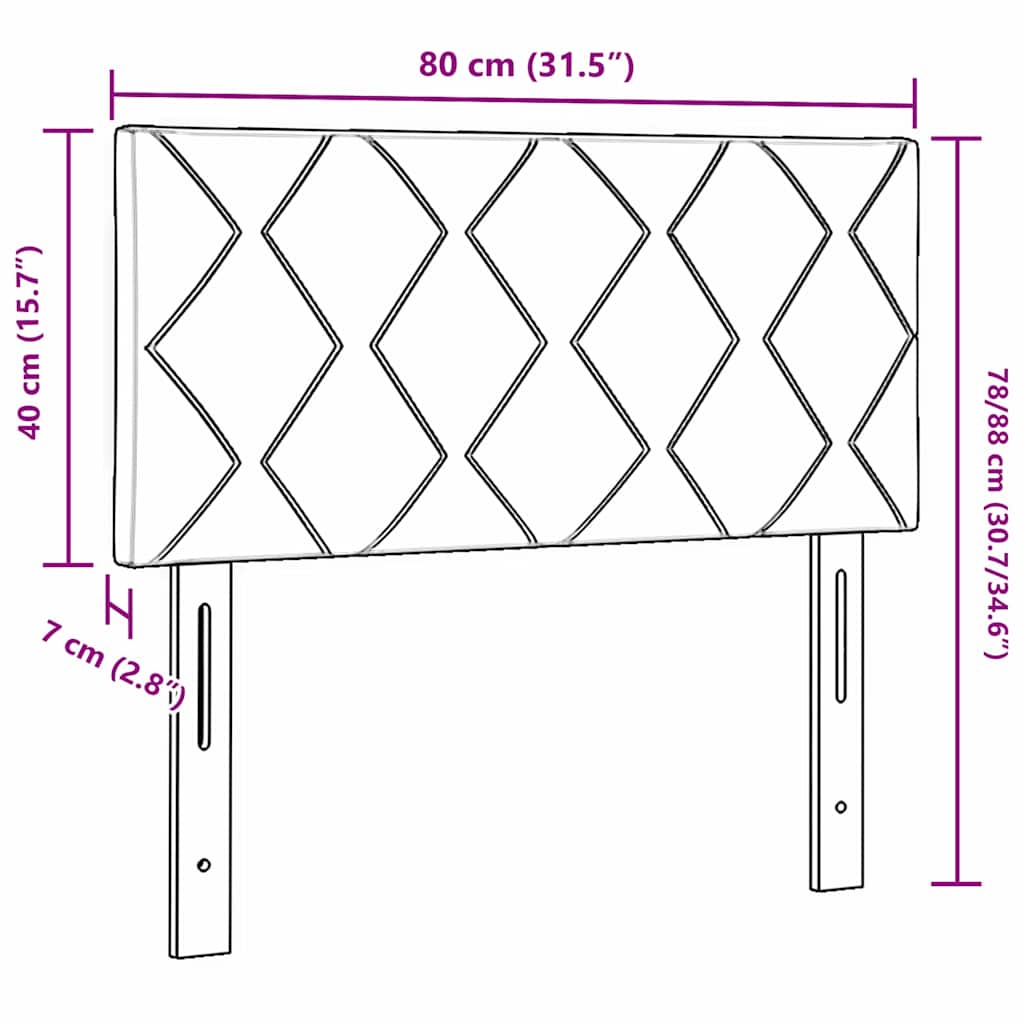 Testiera Montaggio a parete Geometrico Nero 80 cm Velluto 42007211