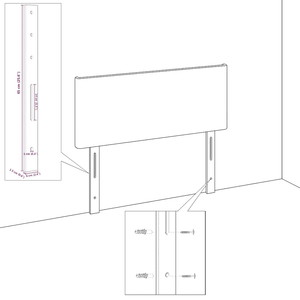 Testiera-Testata-Testiera Decorativa Grigio scuro 100 cm Pelle Sintetica 894689