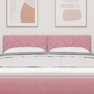 Testiera in velluto rosa con blocchi diamante, 160 cm 42007266