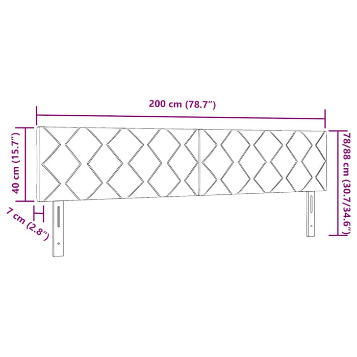 Testiera Montaggio a parete Grigio chiaro 200 cm Velluto 42007287