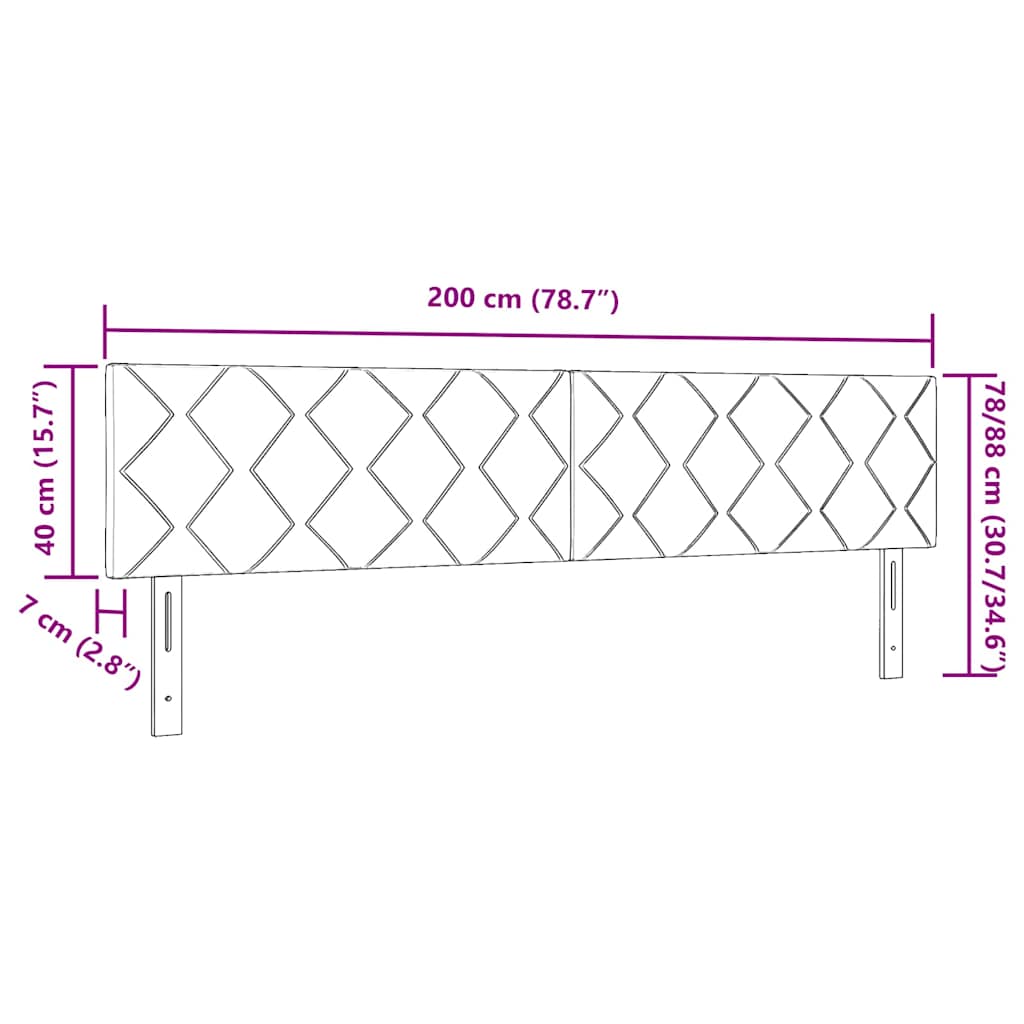 Testiera-Testata-Testiera Decorativa Grigio scuro 200 cm Velluto