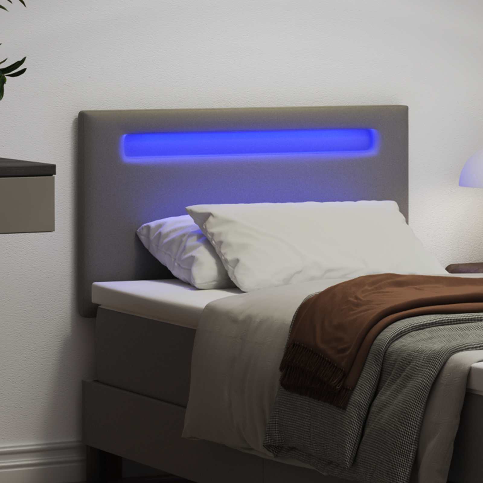 Testiera LED Grigio 90 cm Pelle Sintetica 42007295