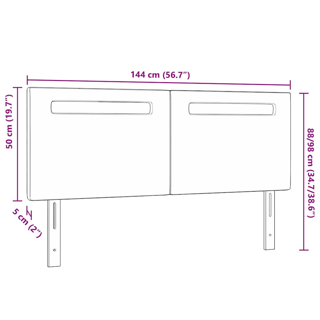 Testiera LED-Testata con LED-Testiera Decorativa Nero 144 cm Pelle Sintetica