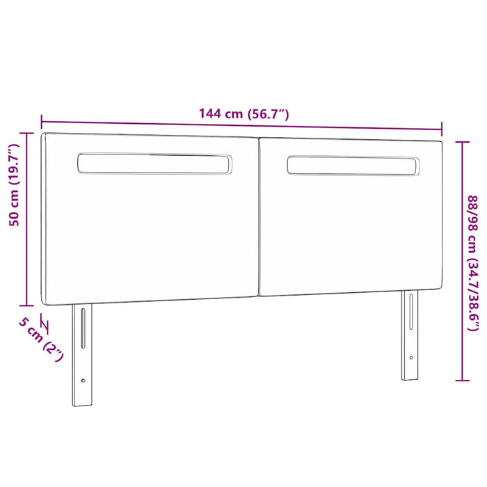 Testiera LED-Testata con LED-Testiera Decorativa Nero 144 cm Pelle Sintetica