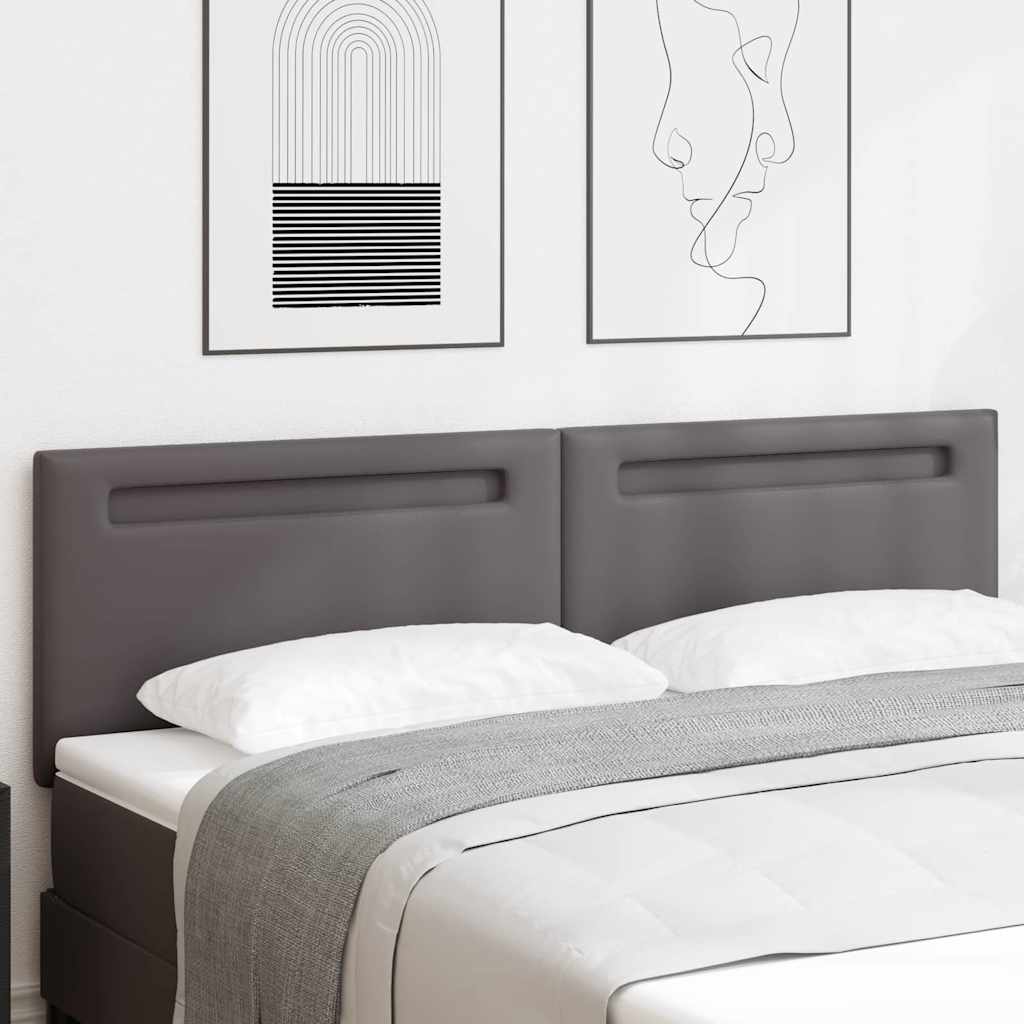 Testiera LED-Testata con LED-Testiera Decorativa Grigio 180 cm Pelle Sintetica