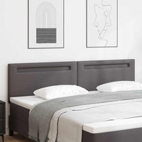 Testiera LED-Testata con LED-Testiera Decorativa Grigio 200 cm Pelle Sintetica