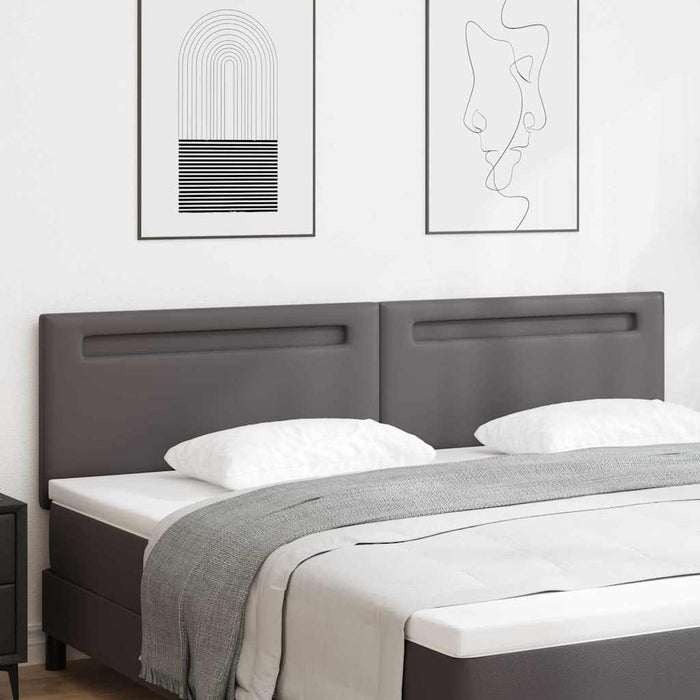 Testiera LED-Testata con LED-Testiera Decorativa Grigio 200 cm Pelle Sintetica