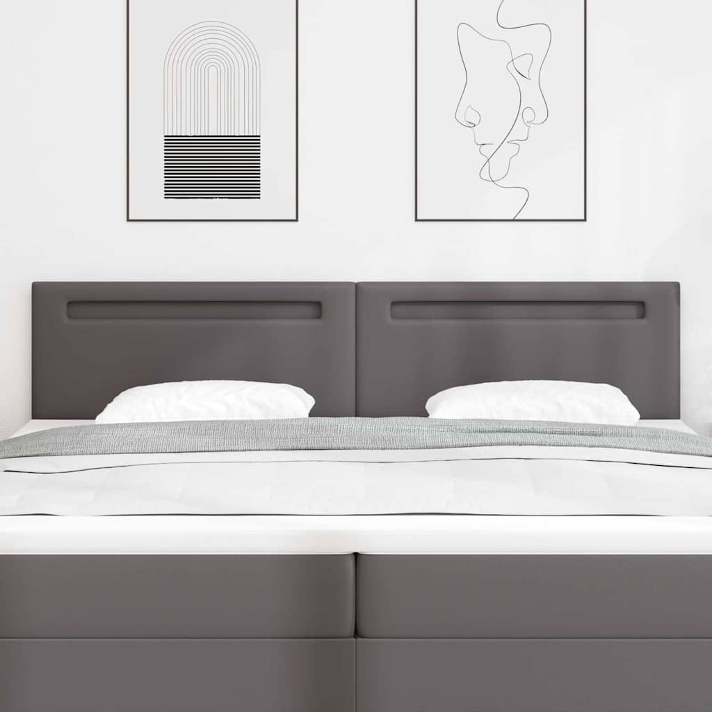 Testiera LED-Testata con LED-Testiera Decorativa Grigio 200 cm Pelle Sintetica