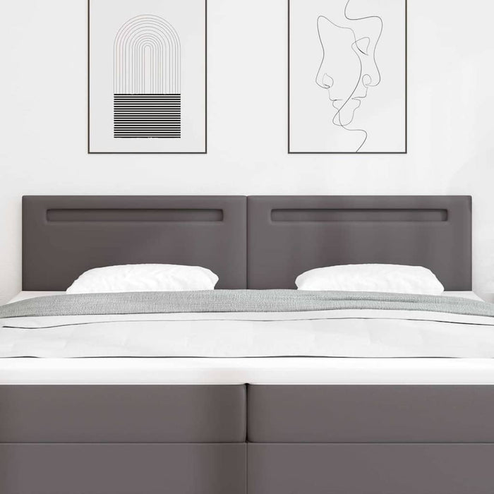 Testiera LED-Testata con LED-Testiera Decorativa Grigio 200 cm Pelle Sintetica