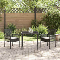Sedie da giardino  2 pz con cuscini neri in rattan sintetico 42003445